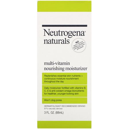 面霜, 保濕霜: Neutrogena, Neutrogena, Naturals, Multi-Vitamin Nourishing Moisturizer, 3 fl oz (88 ml)