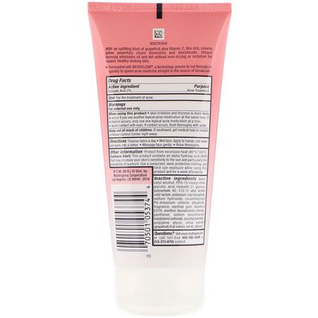 水楊酸, 清潔劑: Neutrogena, Oil-Free Acne Wash, Pink Grapefruit Cream Cleanser, 6 fl oz (177 ml)