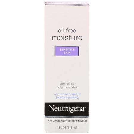 面霜, 保濕霜: Neutrogena, Oil Free Moisture, Ultra-Gentle Facial Moisturizer, Sensitive Skin, 4 fl oz (118 ml)