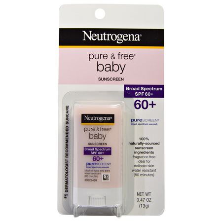 身體防曬霜: Neutrogena, Pure & Free Baby Sunscreen, SPF 60+, 0.47 oz (13 g)