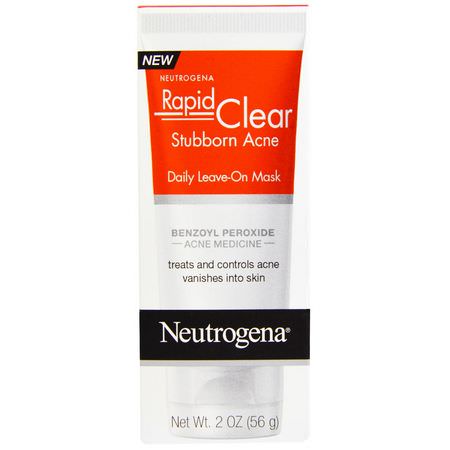 瑕疵, 血清: Neutrogena, Rapid Clear, Stubborn Acne, Daily Leave-On Mask, 2 oz (56 g)