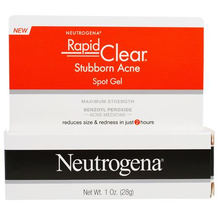 瑕疵, 粉刺: Neutrogena, Rapid Clear, Stubborn Acne Spot Gel, Maximum Strength, 1 oz (28 g)