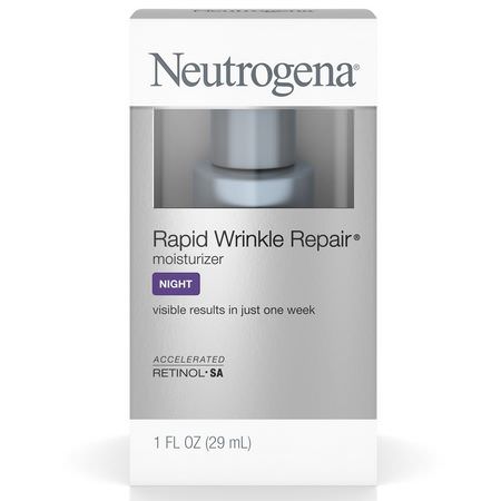 夜間保濕霜, 乳霜: Neutrogena, Rapid Wrinkle Repair, Moisturizer, Night, 1 fl oz (29 ml)