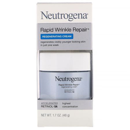 視黃醇, 面霜: Neutrogena, Rapid Wrinkle Repair, Regenerating Cream, 1.7 oz (48 g)