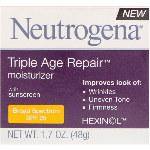 Neutrogena, Triple Age Repair, Moisturizer with Sunscreen, Broad Spectrum SPF 25, 1.7 oz (48 g) Review