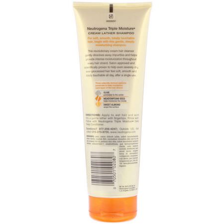 洗髮, 護髮: Neutrogena, Triple Moisture, Cream Lather Shampoo, 8.5 fl oz (250 ml)