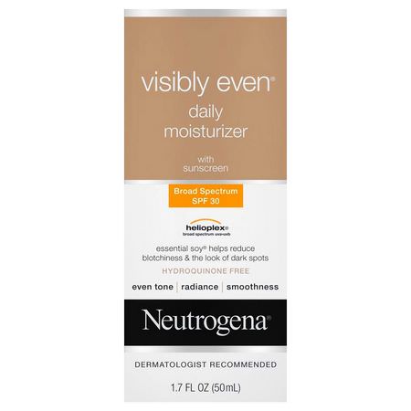 面部防曬霜: Neutrogena, Visibly Even, Daily Moisturizer with Sunscreen, SPF 30, 1.7 fl oz (50 ml)