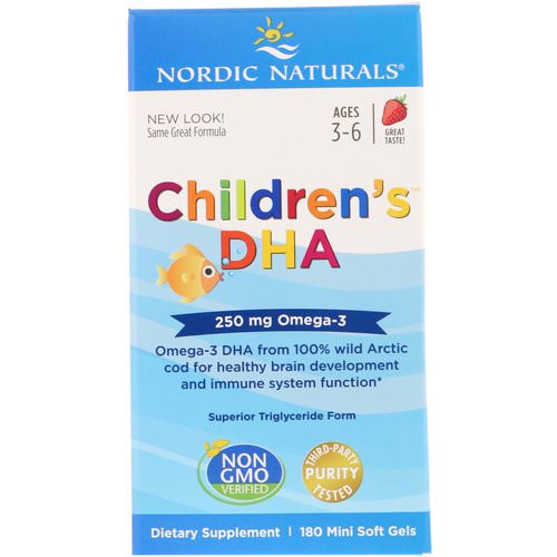 Nordic Naturals, Children's DHA, Strawberry, 250 mg, 180 Mini Soft Gels Review