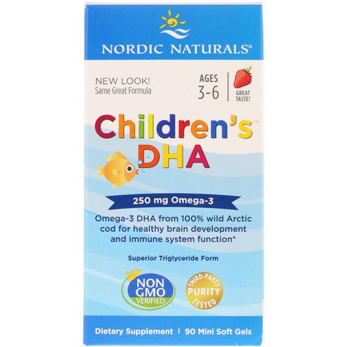Nordic Naturals, Children's DHA, Strawberry, 250 mg, 90 Mini Soft Gels Review