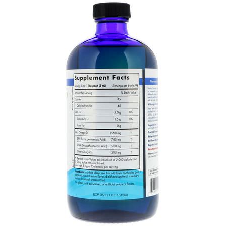 Omega-3魚油, EPA DHA: Nordic Naturals, Omega-3, Lemon, 1560 mg, 16 fl oz (473 ml)