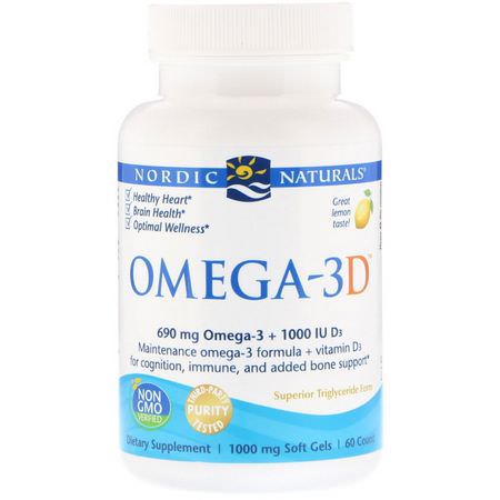 Nordic Naturals Omega-3 Fish Oil D3 Cholecalciferol - D3膽鈣化固醇, 維生素D, 維生素, Omega-3魚油