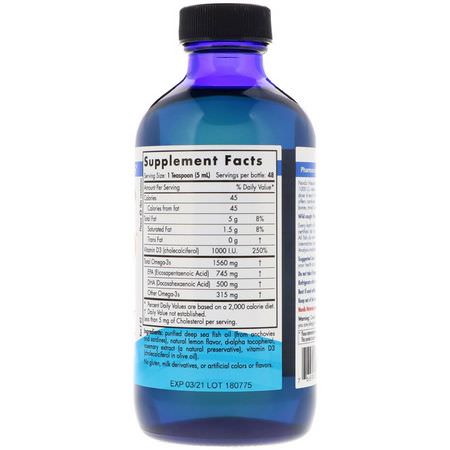 Omega-3魚油, EPA DHA: Nordic Naturals, Omega-3D, Lemon, 8 fl oz (237 ml)