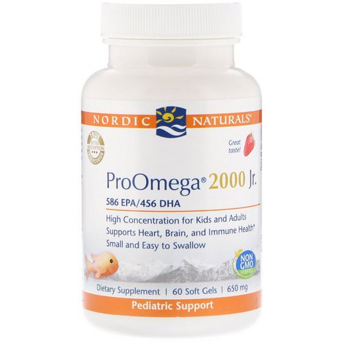 Nordic Naturals, ProOmega 2000 Jr, Strawberry, 650 mg, 60 Soft Gels Review