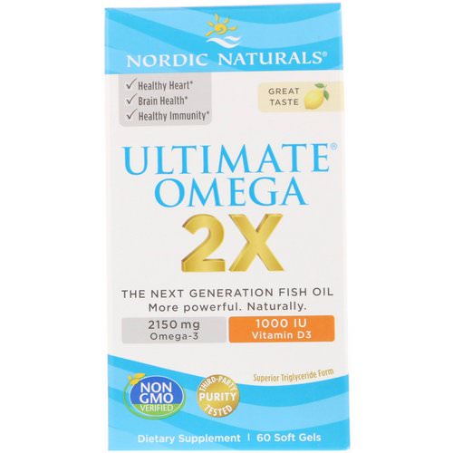 Nordic Naturals, Ultimate Omega 2X with Vitamin D3, Lemon, 60 Softgels Review