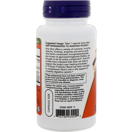 Now Foods Probiotic Formulas Aloe Vera - 蘆薈, 益生菌, 消化, 補品