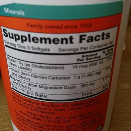 Now Foods, Calcium & Magnesium, with Vitamin D-3 and Zinc, 240 Softgels