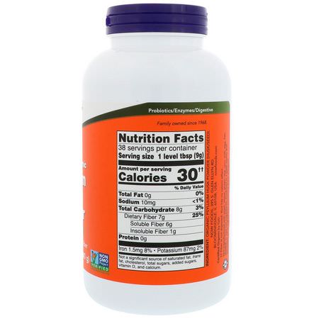 清潔, 排毒: Now Foods, Certified Organic, Psyllium Husk Powder, 12 oz (340 g)