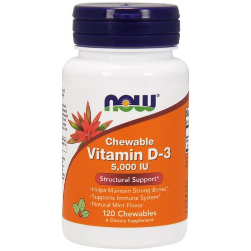 Now Foods, Chewable Vitamin D-3, Natural Mint Flavor, 5,000 IU, 120 Chewables Review