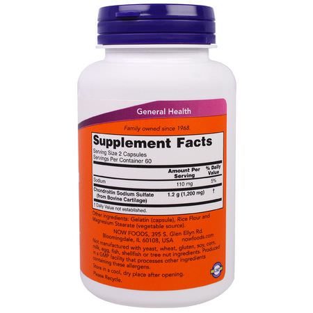 軟骨素, 關節: Now Foods, Chondroitin Sulfate, 600 mg, 120 Capsules