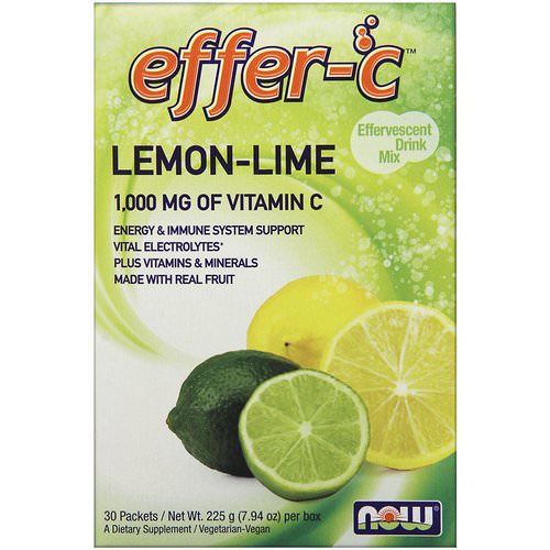 Now Foods, Effer-C, Effervescent Drink Mix, Lemon-Lime, 30 Packets, (7.5 g) Each Review