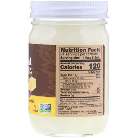椰子油, 椰子補品: Now Foods, Ellyndale Naturals, Coconut Infusions, Non-Dairy Butter Flavor, 12 fl oz (355 ml)