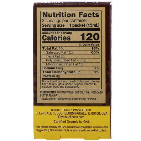 椰子油, 椰子補品: Now Foods, Ellyndale Naturals, Keto Coconut Infusions, Non-Dairy Butter Flavor, 3 Pack, 0.5 fl oz (15 ml) Each