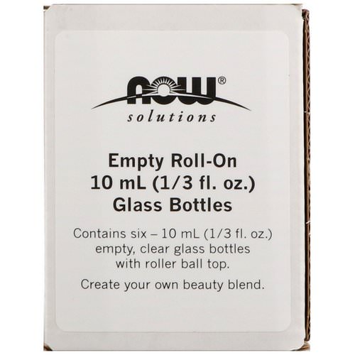 Now Foods, Empty Roll-On 10 ml (1/3 fl. oz.) Glass Bottles, 6 - 1/3 fl oz (10 ml) Bottles Review