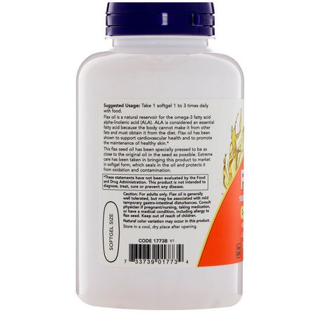 Now Foods Flax Seed Supplements - 亞麻籽補品, 歐米茄EPA DHA, 魚油, 補品
