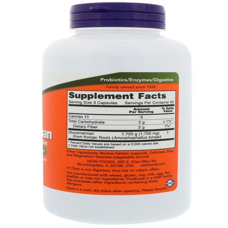 葡甘露聚醣, 纖維: Now Foods, Glucomannan, 575 mg, 180 Capsules