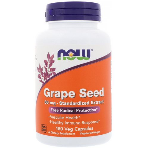 Now Foods, Grape Seed, Standardized Extract, 60 mg, 180 Veg Capsules Review