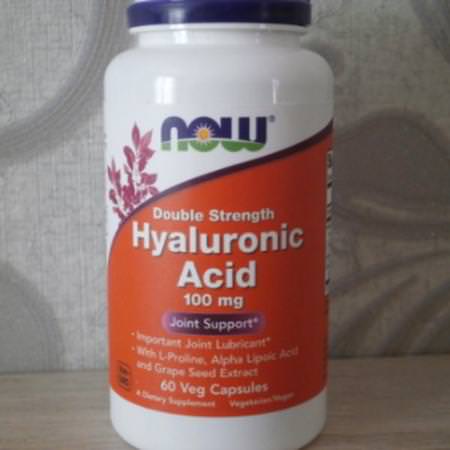 Now Foods, Hyaluronic Acid, Double Strength, 100 mg, 60 Veg Capsules