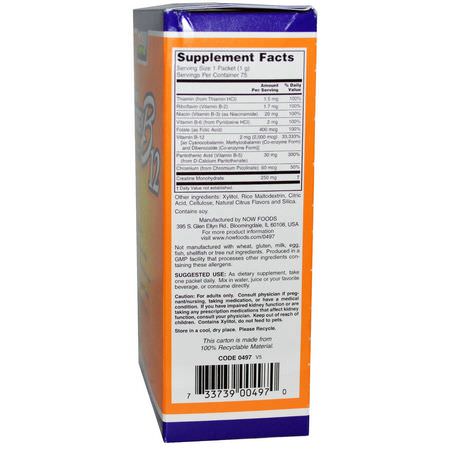 B12, 維生素B: Now Foods, Instant Energy B-12, 2000 mcg, 75 Packets, (1 g) Each