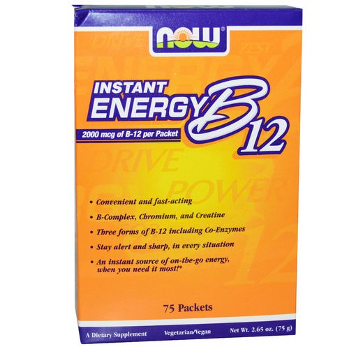 Now Foods, Instant Energy B-12, 2000 mcg, 75 Packets, (1 g) Each Review