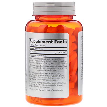 L-瓜氨酸, 氨基酸: Now Foods, L-Citrulline, 1,200 mg, 120 Tablets