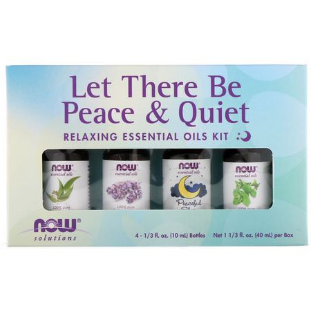 禮品套裝, 放鬆用品: Now Foods, Let There Be Peace & Quiet, Relaxing Essential Oils Kit, 4 Bottles, 1/3 fl oz (10 ml) Each