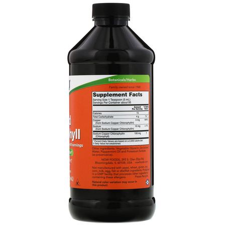 葉綠素, 超級食物: Now Foods, Liquid Chlorophyll, Mint Flavor, 16 fl oz (473 ml)