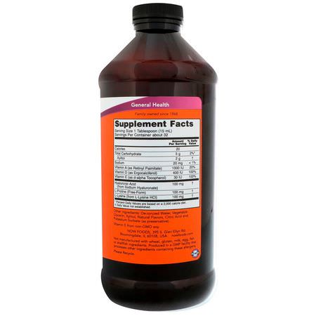 透明質酸, 指甲: Now Foods, Liquid Hyaluronic Acid, Berry Flavor, 100 mg, 16 fl oz (473 ml)