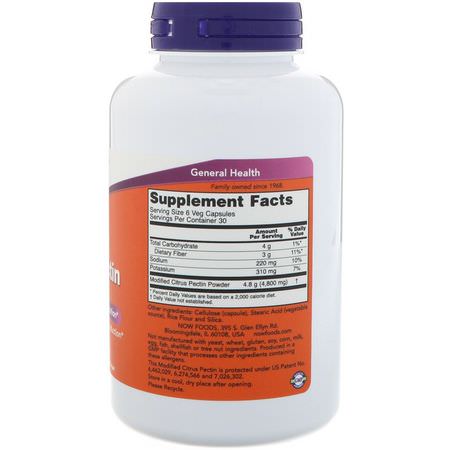 果膠, 纖維: Now Foods, Modified Citrus Pectin, 800 mg, 180 Veg Capsules