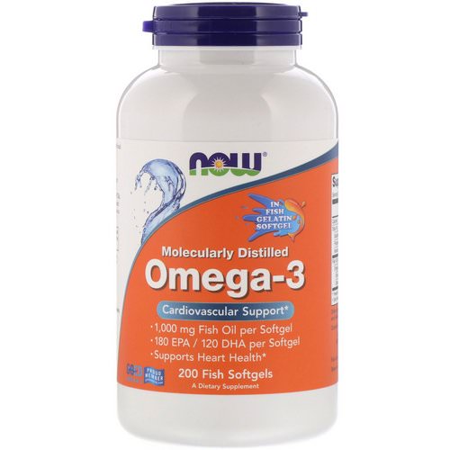 Now Foods, Molecularly Distilled Omega-3, 180 EPA/120 DHA, 200 Fish Softgels Review