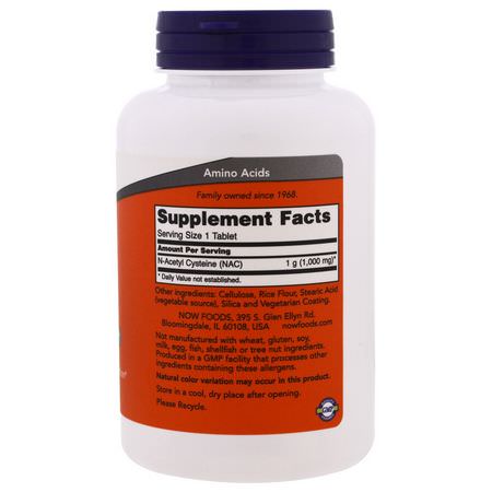 N-乙酰半胱氨酸NAC, 抗氧化劑: Now Foods, NAC, 1000 mg, 120 Tablets
