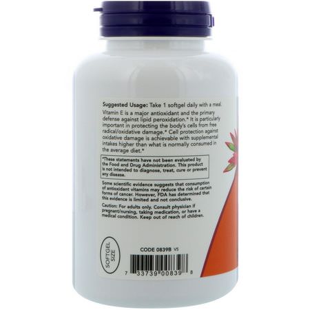 Now Foods Vitamin E - 維生素E, 維生素, 補品