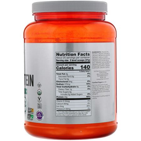 植物性, 植物性蛋白: Now Foods, Organic Plant Protein, Creamy Vanilla, 2 lbs (907 g)