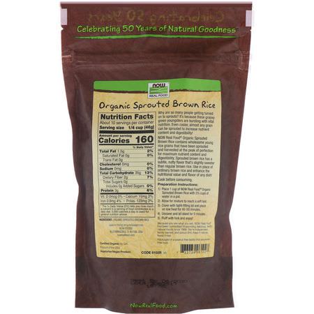 糙米, 麵包: Now Foods, Organic Sprouted Brown Rice, Raw, 16 oz (454 g)