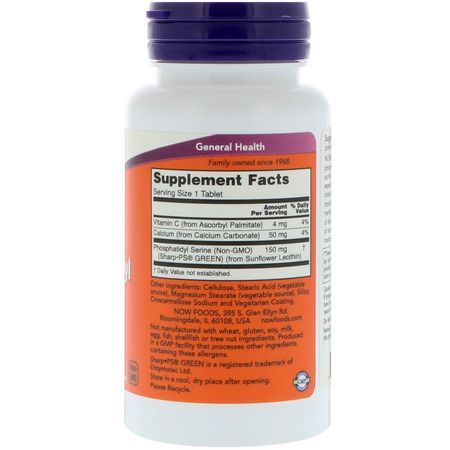 磷脂酰絲氨酸, 磷脂: Now Foods, Phosphatidyl Serine, Soy-Free, 150 mg, 60 Tablets