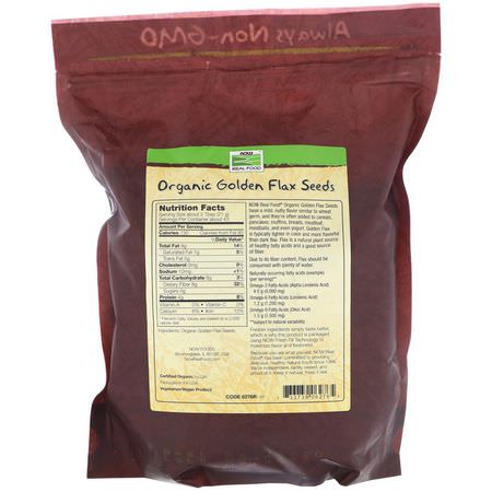 亞麻籽補品, 歐米茄EPA DHA: Now Foods, Real Food, Organic Golden Flax Seeds, 32 oz (907 g)