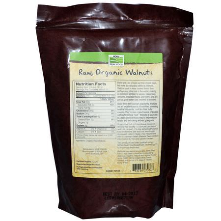 核桃, 種子: Now Foods, Real Food, Certified Organic Raw Walnuts, Unsalted, 12 oz (340 g)