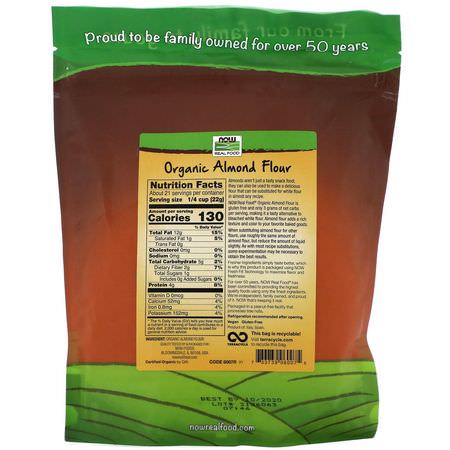 膳食, 杏仁粉: Now Foods, Real Food, Organic Almond Flour, Superfine, 16 oz (454 g)