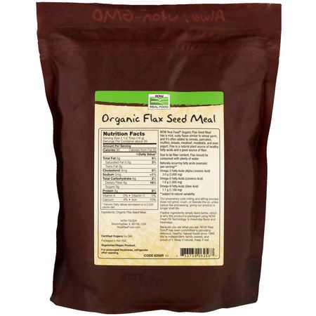 亞麻籽: Now Foods, Real Food, Organic, Flax Seed Meal, 1.4 lbs (624 g)