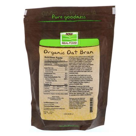 纖維, 消化: Now Foods, Real Food, Organic Oat Bran, 14 oz (397 g)