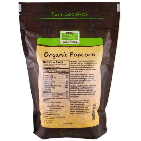 爆米花, 小吃: Now Foods, Real Food, Organic Popcorn, 1.5 lbs (680 g)